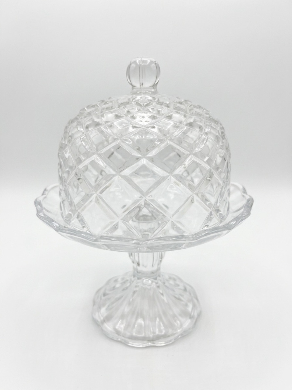 Crystal Clear Glass Pedestal Minu Cake Stand or Butter Dish with Dome